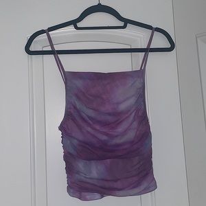 Urban Outfitters Tie Dye Tank Top Mesh Ruched